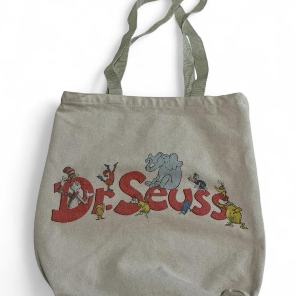 Dr.‎ Seuss Tote Bag Women OS Beige Canvas Graphic Print Book Bag 1054
